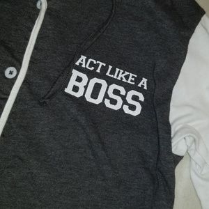 Baseball cut t-shirt 'act like a boss'